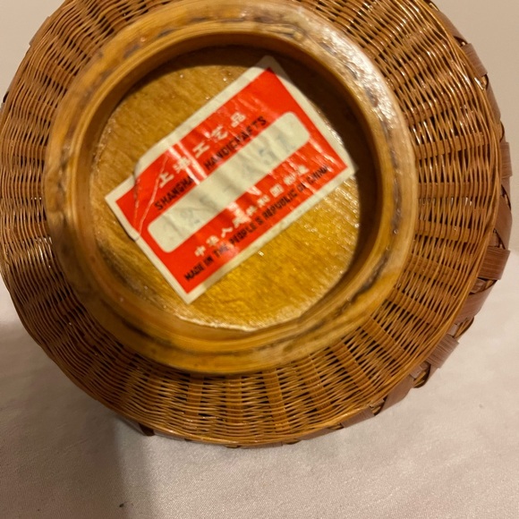 Chinese Shanghai Woven Brown Wicker Vase Decor Hand Crafted Collectible Vintage - Picture 4 of 6